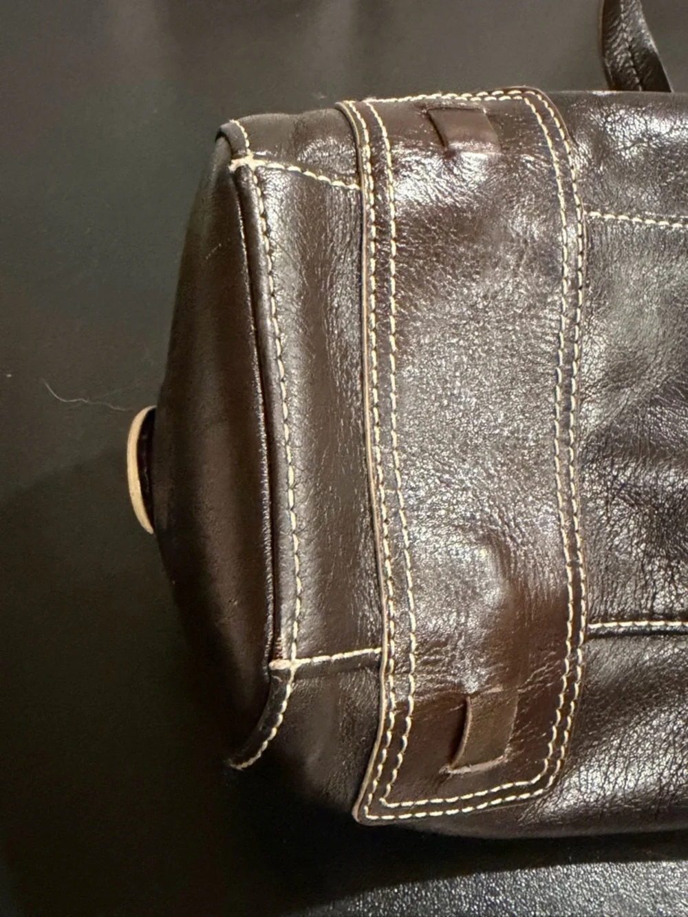 Kenneth Cole Chocolate Brown Leather Shoulder Bag